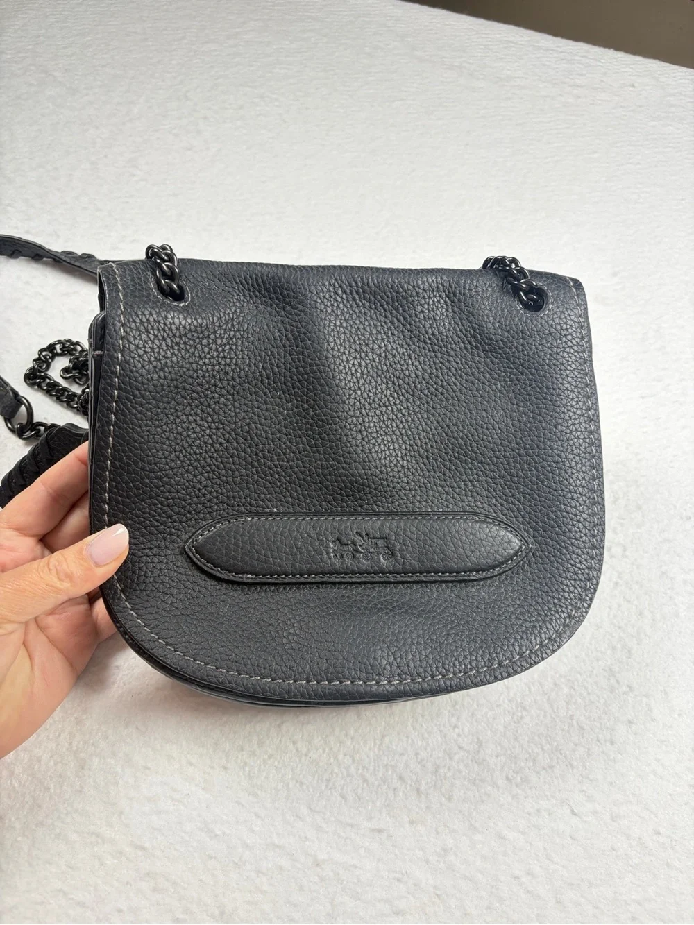 Black Coach SHADOW‎ crossbody in pebble leather